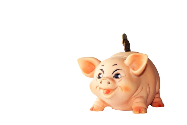 Koperen munten vallen piggy bank-sleuf — Stockfoto