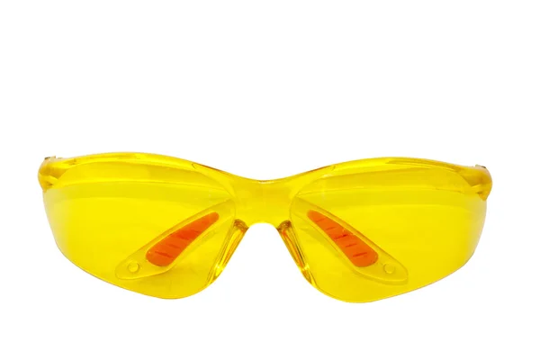 Izole çift sarı plastik koruyucu gözlük — Stok fotoğraf