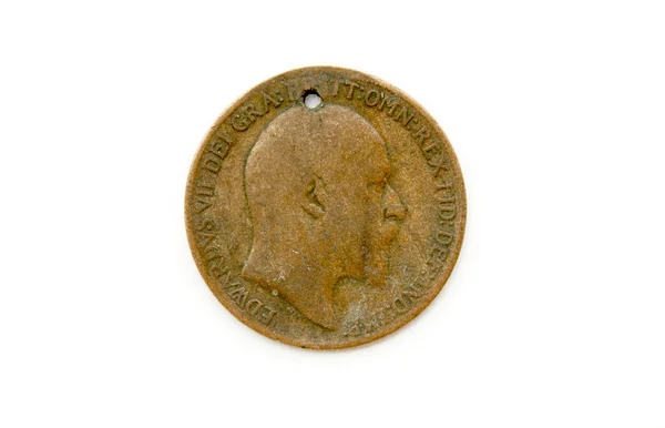 Defaced Vintage 1909 Edward VII British Penny — Stock Photo, Image