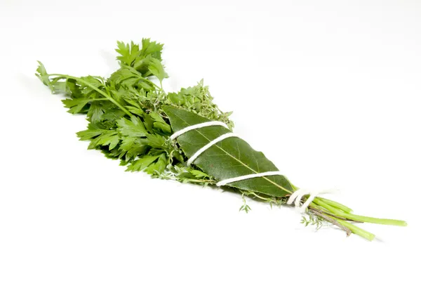 Studioaufnahme traditioneller Bouquet Garni auf Weiß — Stockfoto