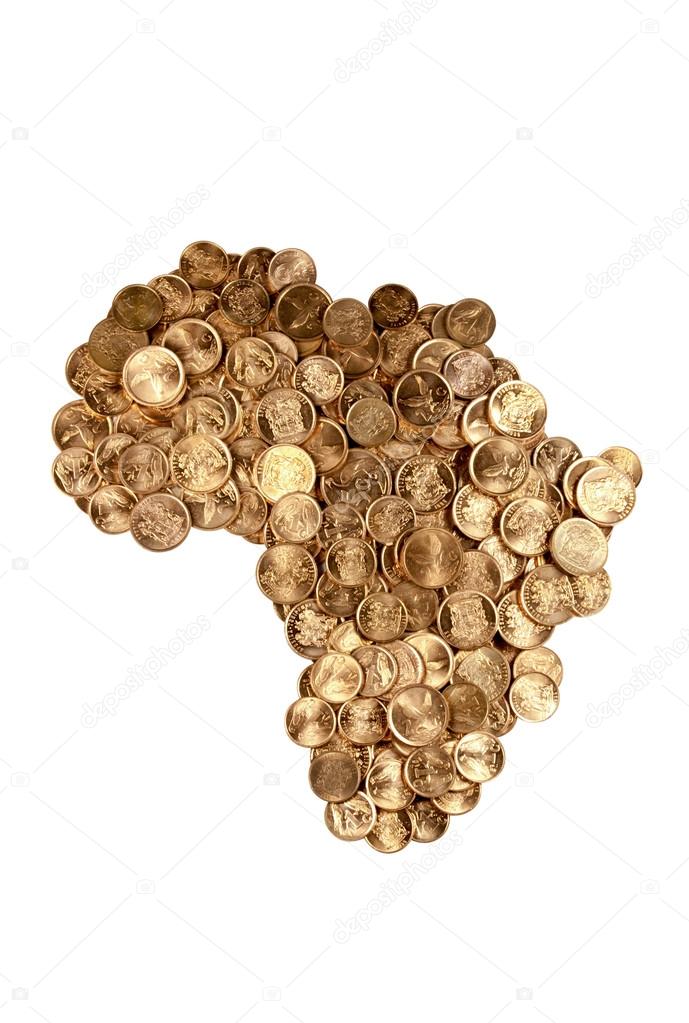 Coins Arrangement in The Shape Of Africa