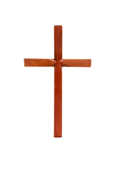 Изолированный деревянный крест на белом фоне — стоковое фото
