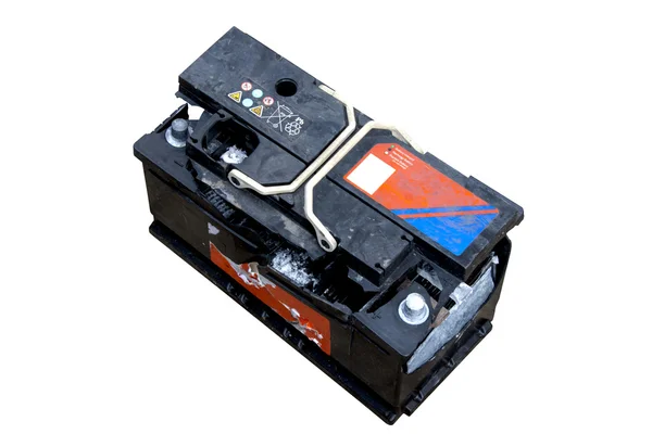 Destroyed Vehicle Battery After Overcharging and Internal Explos — Stockfoto