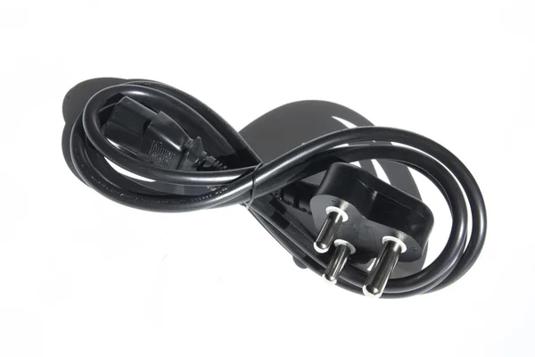 Geïsoleerde nieuwe drie fronten black power kabel — Stockfoto