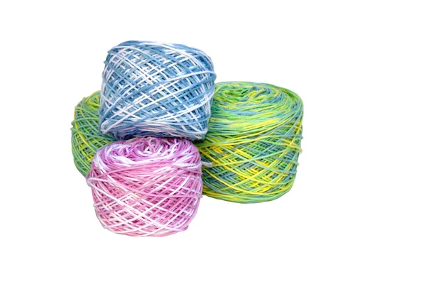 Four Rolls of Multi-Colored Crochet Cotton — Stock Photo, Image
