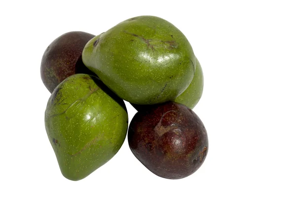 Tres peras verdes y dos peras de aguacate orgánicas maduras — Foto de Stock