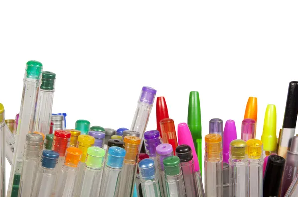 Large Collection of Brightly Colored Pens — Stock Photo, Image