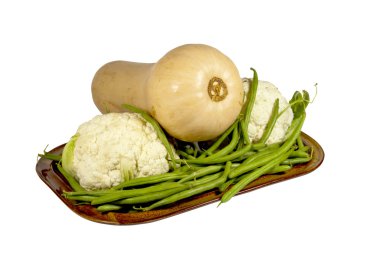 Uncut karnabahar, yeşil fasulye ve Balkabagi 