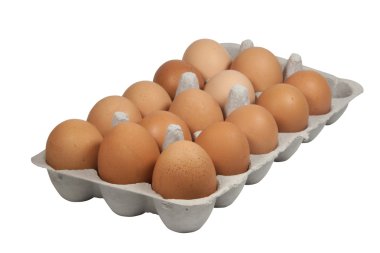 Cardboard Eggbox Filled with Freshly Laid Brown Eggs clipart
