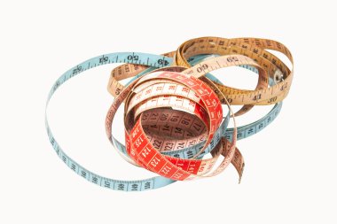 Üç dolandı bant ölçüleri mavi kırmızı ve sarı