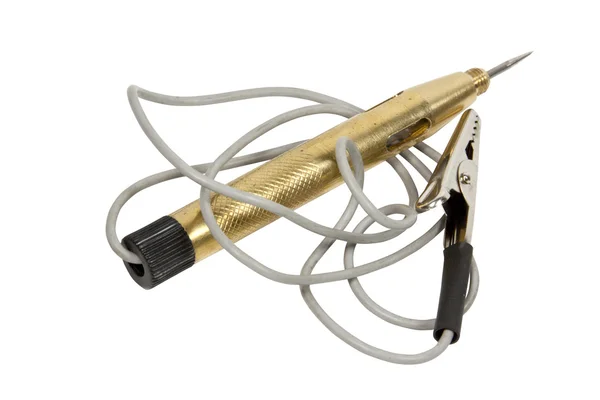 Clip de cocodrilo en el cable de conexión de la luz de prueba automotriz — Foto de Stock