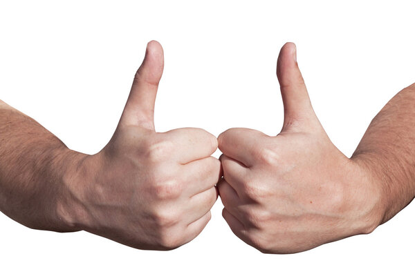 Two Hands with Raised Thumbs as Gesture of Good Luck