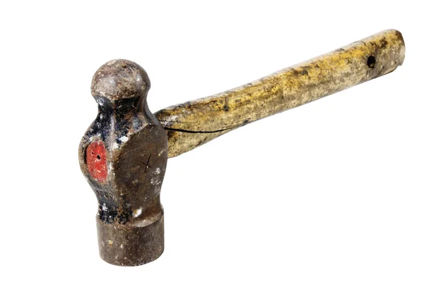 Well Used Ball Peen Hammer with Cracked Handle — Stock Photo, Image