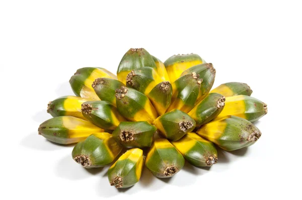 绿色和黄色水果的 pandanas 棕榈的安排 — 图库照片