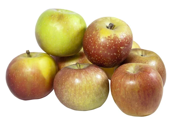 Grappolo di mele rosse e verdi su bianco — Foto Stock