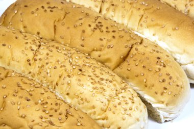 uzun beyaz breadrolls closeup susam serpilir.