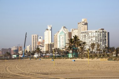 Towering Durban Beachfront Hotels Viewed from Beach clipart