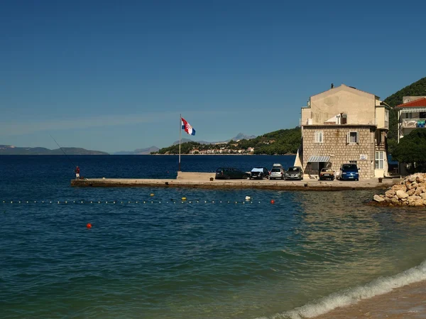 Bay Mediterranean Sea. Small village with port for private yachts. — Stock Photo, Image