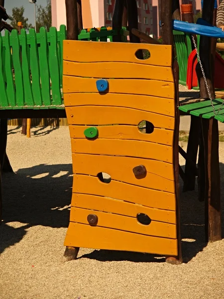 Climbing wall ladder on kids playground — Stock Photo, Image