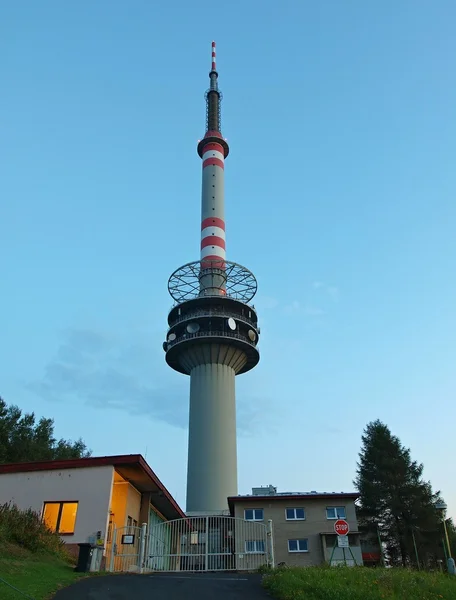 View to highest concrete transmitter tower as a unique piece of architecture in Europe, Czech Republic — Stock Photo, Image