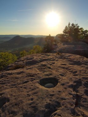 derin vadi şubeleri aracılığıyla hills bir taze yeşil ormanlar doruklarına bahar sabahı içinde görüntüleme.