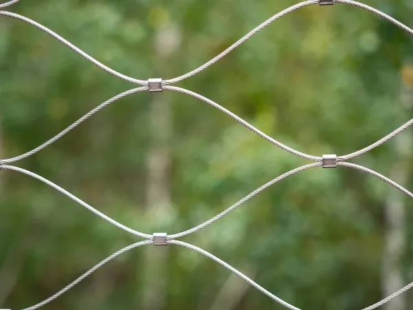 Modern Chrome Steel Wire Mesh Fence Pressed Joints Natural Green — Stock Photo, Image