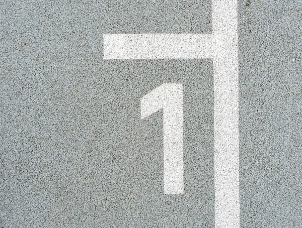 Numer Jeden Namalowany Miękkiej Gumowej Powierzchni Skoki Hopscotch Gry Liczbami — Zdjęcie stockowe