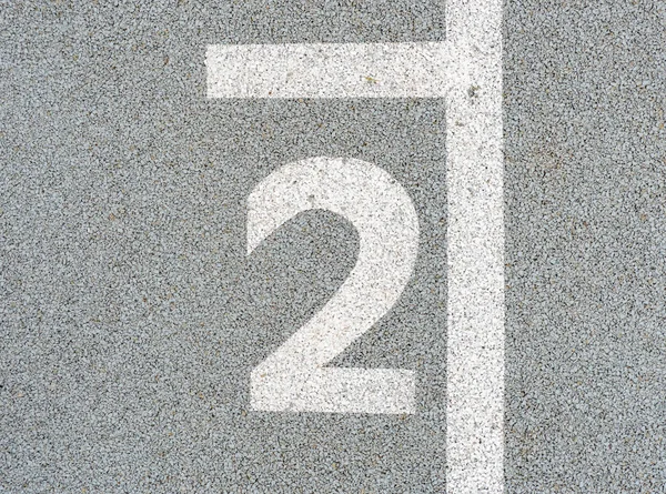 Číslo Dvě Namalované Měkkém Gumovém Povrchu Skákání Hopscotch Hra Čísly — Stock fotografie