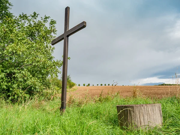 Wooden Cross Memorial Site Execution Site Place Executed Sword Hanging — Stockfoto