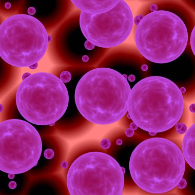 Pink purple spheres of virus in patiente blood.  Abstract red blood cells background illustration