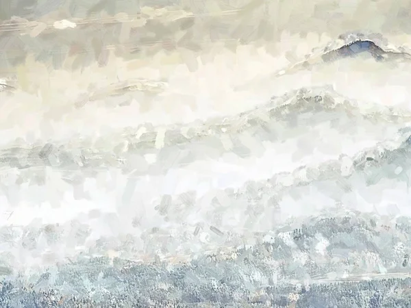 Блакитний Туман Над Закругленими Пагорбами Ландшафті Начерки Реального Пейзажу Вранці — стокове фото