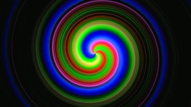 Renkli soyut pervane dalgası şekli hareket halinde. Orta baltanın etrafındaki renk çubukları paketleniyor ve açılıyor