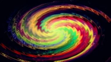 Gökkuşağı çizgilerinden yapılmış dalgalı bir girdap motifi olan bir römork için soyut arkaplan eksen etrafında dönen bir fırıldak gibi dönüyor.