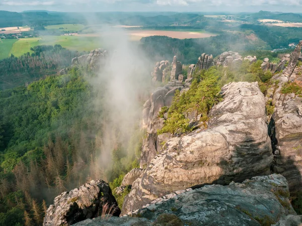 View Beautiful Rocky Park Top Schrammsteine Rocks Vantage Point Bad — 图库照片