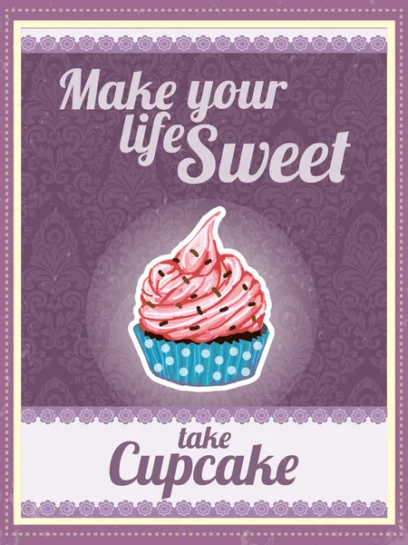 Webvector cupcake vintage ontwerp wenskaart — Stockvector