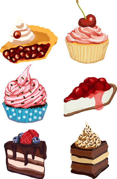 Vector set of desserts