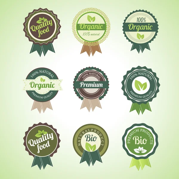 Set of vector organic labels — Stok Vektör