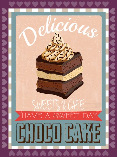 Gâteau au chocolat design commercial vintage Illustrations De Stock Libres De Droits