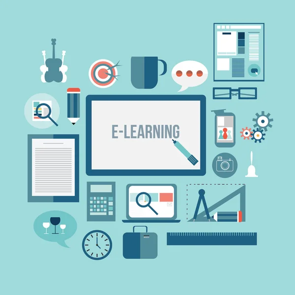 E-learning — Vettoriale Stock