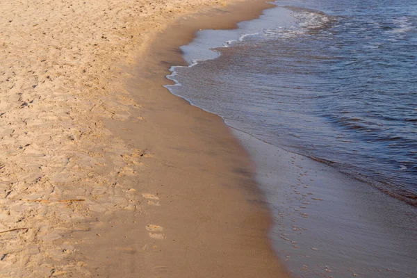Яка Хвиля Моря Піщаному Пляжі Який Фокус Розмите Зображення Простір — стокове фото