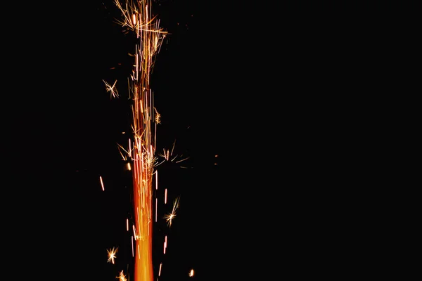 Fuochi Artificio Sparkler Firework Sparkler Sfondo Nero Scuro Primo Piano — Foto Stock