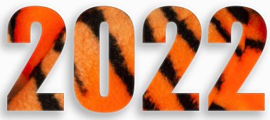 Mutlu Noeller ve mutlu yıllar 2022 Kaplan yazıtları 2022 beyaz izole bir zemin üzerine.