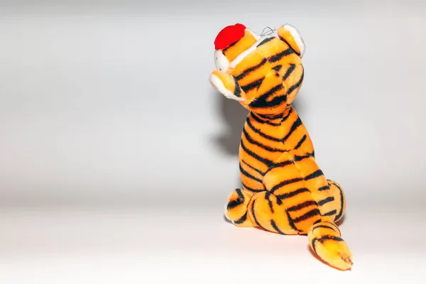 Brinquedo Listrado Tigre Bonito Símbolo Ano Novo Tigre Brinquedo Laranja — Fotografia de Stock