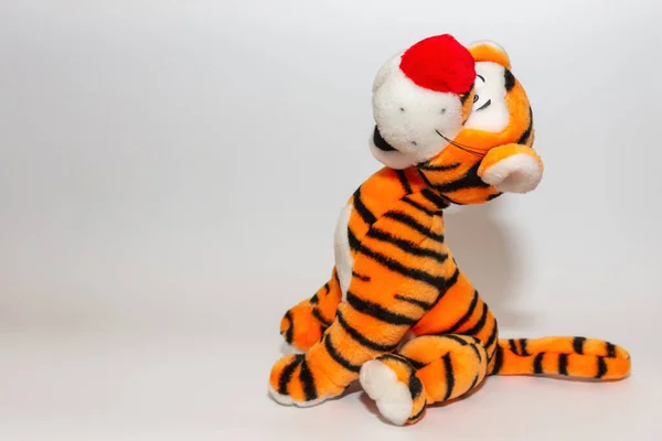 Brinquedo Listrado Tigre Bonito Símbolo Ano Novo Tigre Brinquedo Laranja — Fotografia de Stock