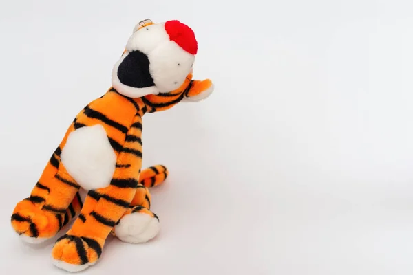 Brinquedo Listrado Tigre Bonito Símbolo Ano Novo Tigre Brinquedo Laranja — Fotografia de Stock