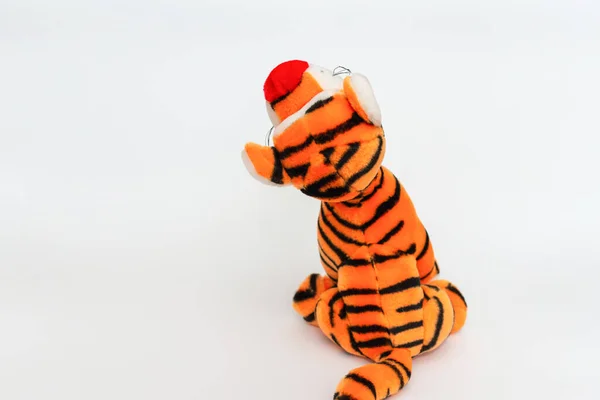 Brinquedo Listrado Tigre Bonito Símbolo Ano Novo Tigre Brinquedo Laranja — Fotografia de Stock
