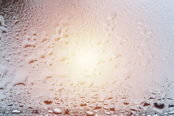 Fagyasztott Vízcseppek Üvegre Napfény Közelkép Hideg Téli Üveg Szelektív Fókusz — Stock Fotó