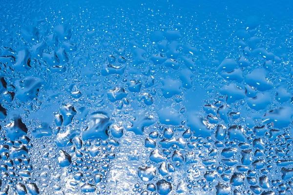 Astratto Sfondo Blu Liquido Vetro Sporco Gocce Acqua Congelate Vetro — Foto Stock