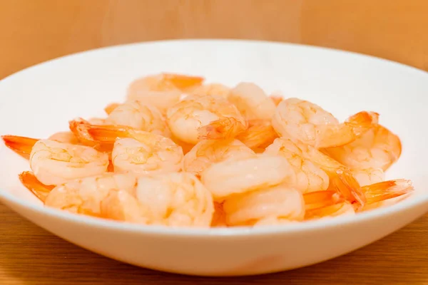 Shrimp Prawn Seafood Crustacean Plate Table Meal Snack — стоковое фото