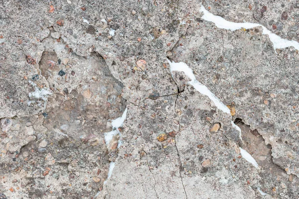 Gebarsten Betonnen Muur Grijs Cementoppervlak Achtergrond Gebarsten Grijze Stenen Muur — Stockfoto
